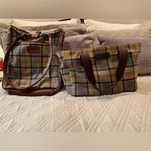 Barbour Plaid Canvas Tote & Purse - 2 bags